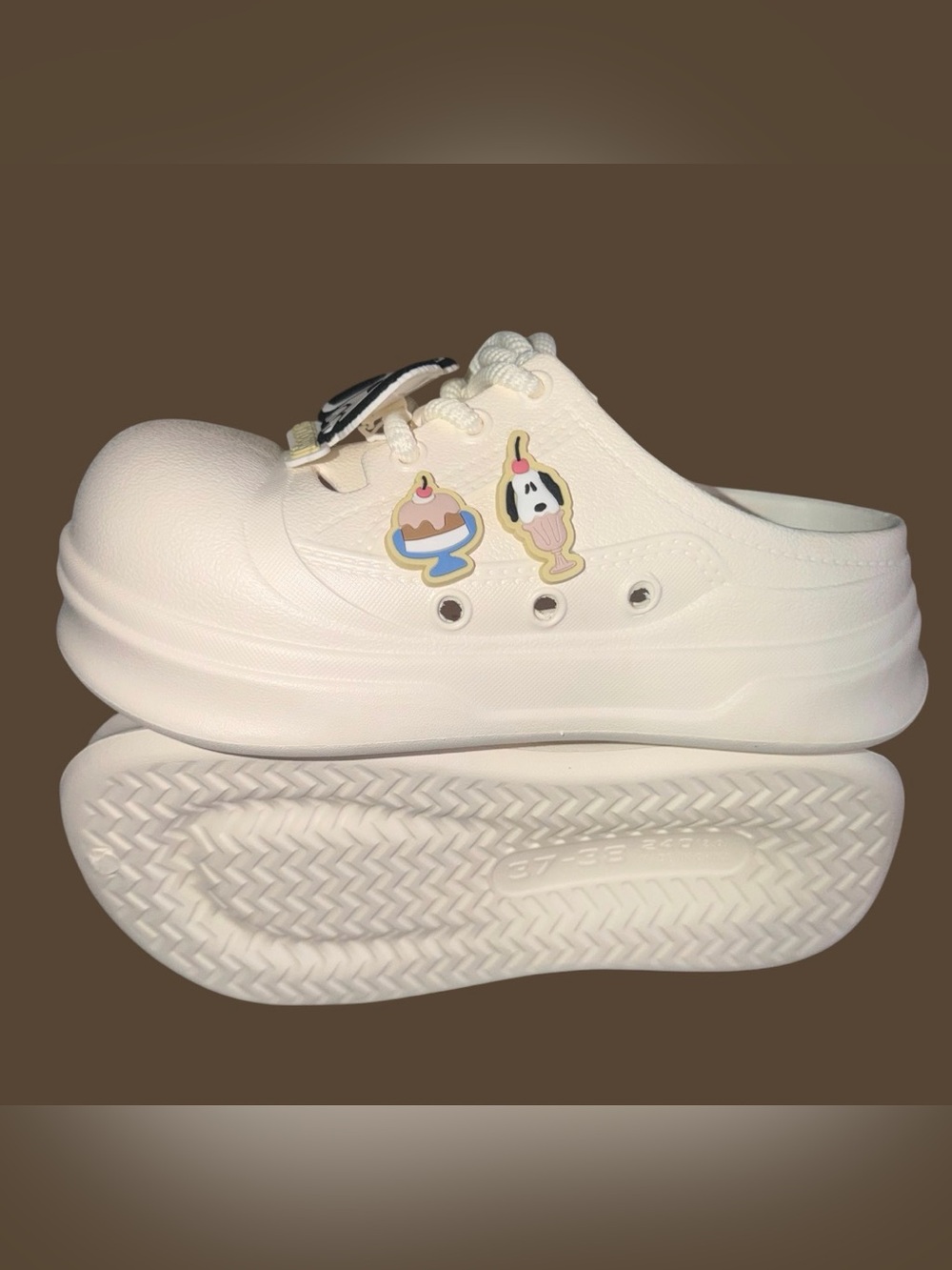 *new* Women’s Cream Snoopy Lace-Up Mules - Picture 9 of 10